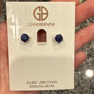 Giani Bernini Sterling Silver Earrings with Deep Blue Stones